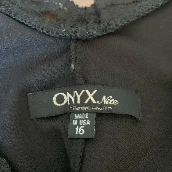 Onyx Nite Black Sequin V Neck Knee Length Dress Size 16 - Picture 8 of 9